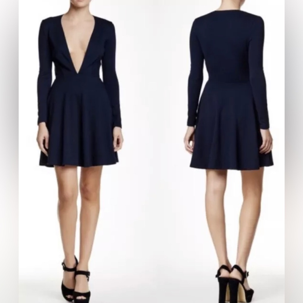 American Apparel Deep V-Neck Skater Dress Navy Large